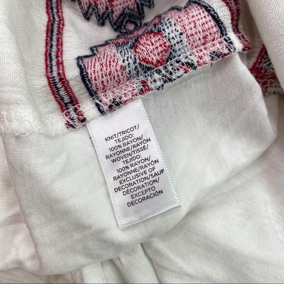 LOFT Boho Sleeveless Top White Red Blue Size XS - Picture 7 of 7